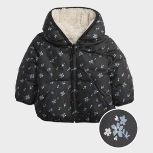 Baby Gap Reversible Sherpa Lined Floral Hooded Jacket 0-6 Months